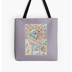 Avatar Korra and Original Benders, Art Nouveau All Over Print Tote Bag
