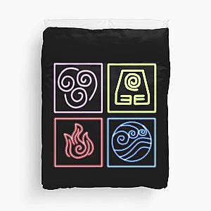 Avatar Legend of Aang Korra Elements - Neon Air Earth Fire Water Benders by BellStrange Duvet Cover