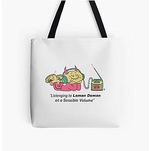 Lemon Demon Bags - Listening to Lemon Demont All Over Print Tote Bag