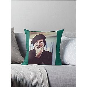 Leonard Cohen photo in beret Throw Pillow