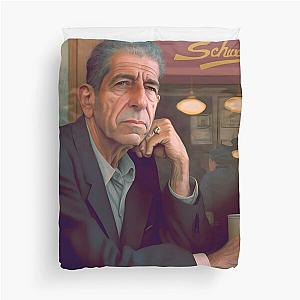 Leonard Cohen Eating Smoked Meat in Montreal Duvet Cover