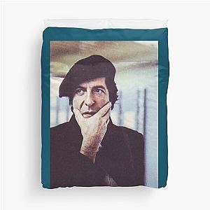 Leonard Cohen photo in beret Duvet Cover