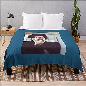 Leonard Cohen photo in beret - Black Throw Blanket