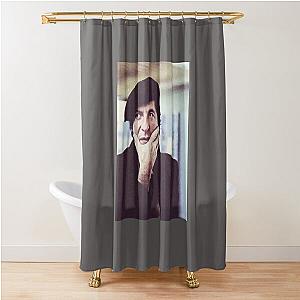 Leonard Cohen photo in beret - Black Shower Curtain