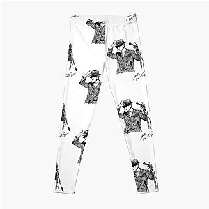 Leonard Cohen Original Hand Drawn Ink Print Leggings