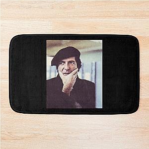 Leonard Cohen photo in beret - Black Bath Mat