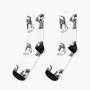 Leonard Cohen Original Hand Drawn Ink Print Socks