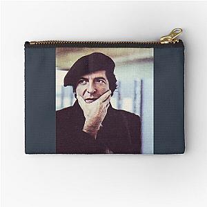 Leonard Cohen photo in beret - Black Zipper Pouch