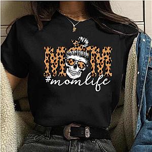 Leopard Skull Head Mom Life Print Women T-Shirt AL1802