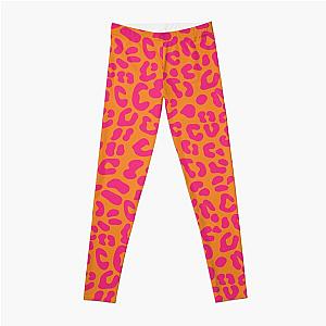 80s Leopard Print Pattern in Orange and Hot Pink Leggings RB1602