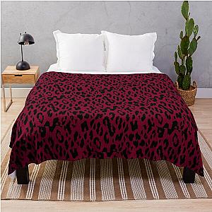 Dark Burgundy And Black Leopard Print Pattern Throw Blanket RB1602