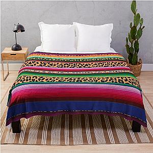 Beautiful Mexican Serape and Leopard Print Throw Blanket RB1602