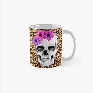 Skull With Flowers (On Leopard Print Background) Classic Mug RB1602