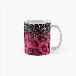 Pink Black Leopard Print Faux Glitter Classic Mug RB1602