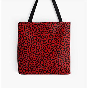 Sassy Red and Black Leopard Print Pattern Design All Over Print Tote Bag RB1602