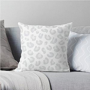 Leopard Print - Silver Gray and White  Throw Pillow RB1602