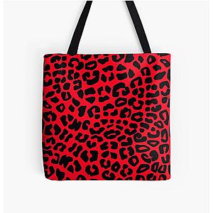 Red and Black Leopard Print All Over Print Tote Bag RB1602