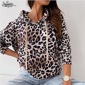 Autumn Winter New Leopard Print Harajuku Drawstring Hoodie AL1902