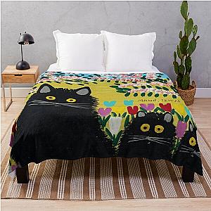 Three Black Cats - Maud Lewis  Throw Blanket