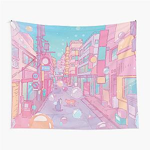 The cute cats in the Tokyo streets (Soft pastel version) Tapestry