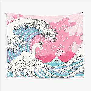 Psychodelic Bubblegum Kunagawa Surfer Cat Tapestry