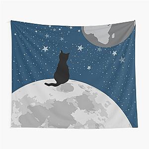 Space Cat Blue Tapestry