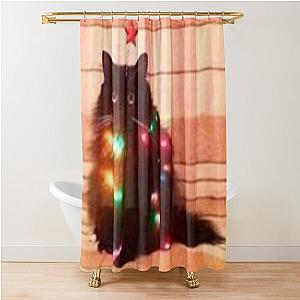 christmas cat meme Shower Curtain