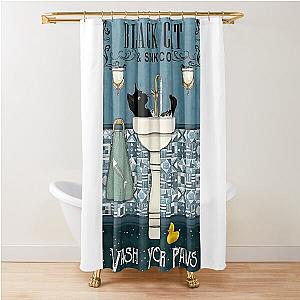 Beauty Black Cat Wash Your Paws Shower Curtain