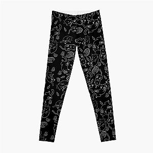 Cat Party (White on Black) Leggings