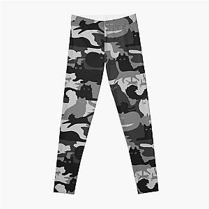 Camouflage Pattern with Cats - Grey and Black Cats Camo Leggings