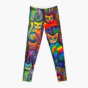 Rainbow cats acrylics Leggings