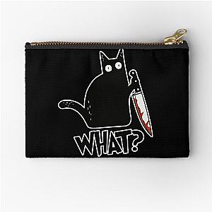 Cat What? Murderous Black Cat With Knife Gift Premium Zipper Pouch