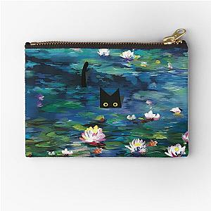 Claude Monet Water Lilies - Monet Waterlily Cat Prints Zipper Pouch