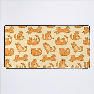 cute cat orange pattern Desk Mat