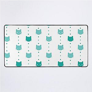 Blue Cat Faces Pattern Desk Mat