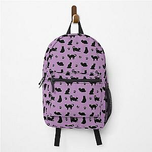 Purple and Black Cats and Paw Prints Pattern Backpack