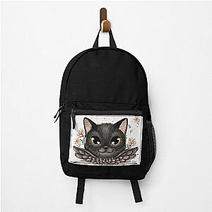 Black Cat with Wings - Magic Kitten Surrounded by Daisy Flowers Backpack