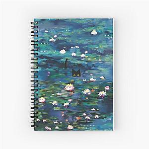 Claude Monet Water Lilies - Monet Waterlily Cat Prints Spiral Notebook