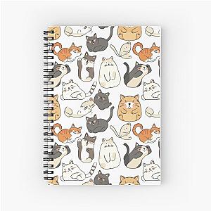 Cute Cat Pattern on White Spiral Notebook