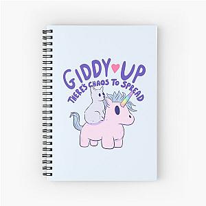 Cute Cat Riding Unicorn - Giddy Up, There’s Chaos to Spread Spiral Notebook