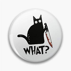 Cat What? Murderous Black Cat With Knife Gift Premium T-Shirt Pin