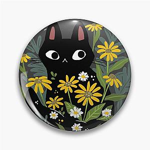 Black cat with flowers  Pin