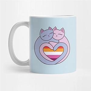 Lesbian Mugs- Lesbian Flag Heart Cats Kawaii Mug TP1503