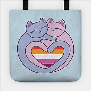 Lesbian Bags - Lesbian Flag Heart Cats Kawaii Tote TP1503