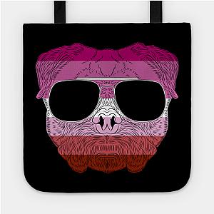 Lesbian Bags - Pug Dog Face Gay Pride Lesbian Rainbow Flag with Sunglasses Tote TP1503