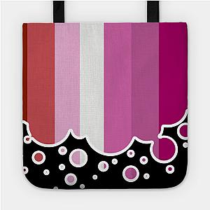 Lesbian Bags - Lesbian Pride Flag Falling Bubbles Silhouette on Black Tote TP1503