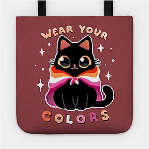 Lesbian Bags - Lesbian LGBT Pride Cat - Kawaii Rainbow Kitty - Wear your colors Tote TP1503