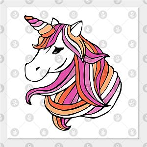 Lesbian Posters - Lesbian Flag Unicorn Poster TP1503