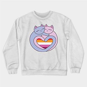 Lesbian Sweatshirts - Lesbian Flag Heart Cats Kawaii Sweatshirt TP1503