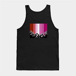 Lesbian Tank Tops - Lesbian Pride Flag Falling Bubbles Silhouette on Black Tank Top TP1503